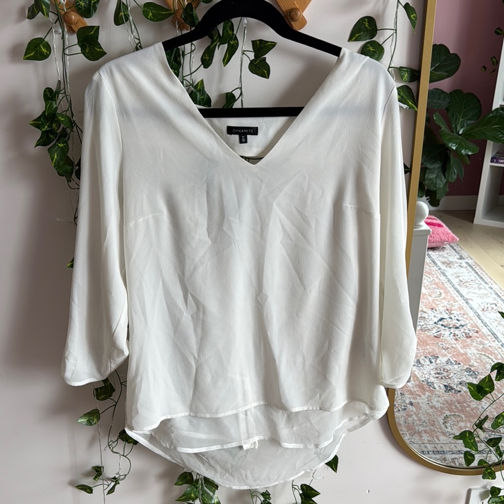 White 3/4 Sleeve Blouse